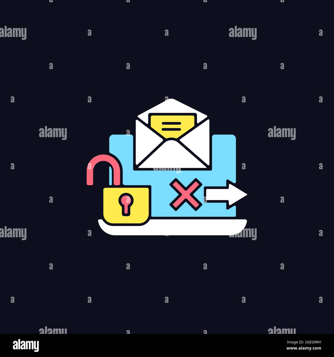 No transmission via email RGB color icon for dark theme Stock Vector