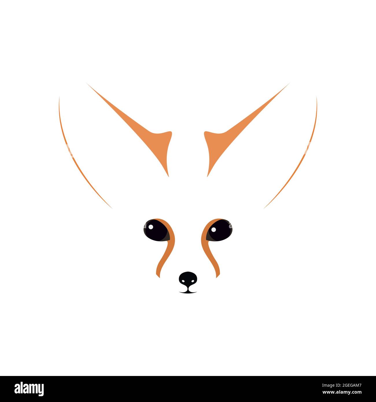 Fennec muzzle, eyes and ears. Contour vector illustration. Stock Vector