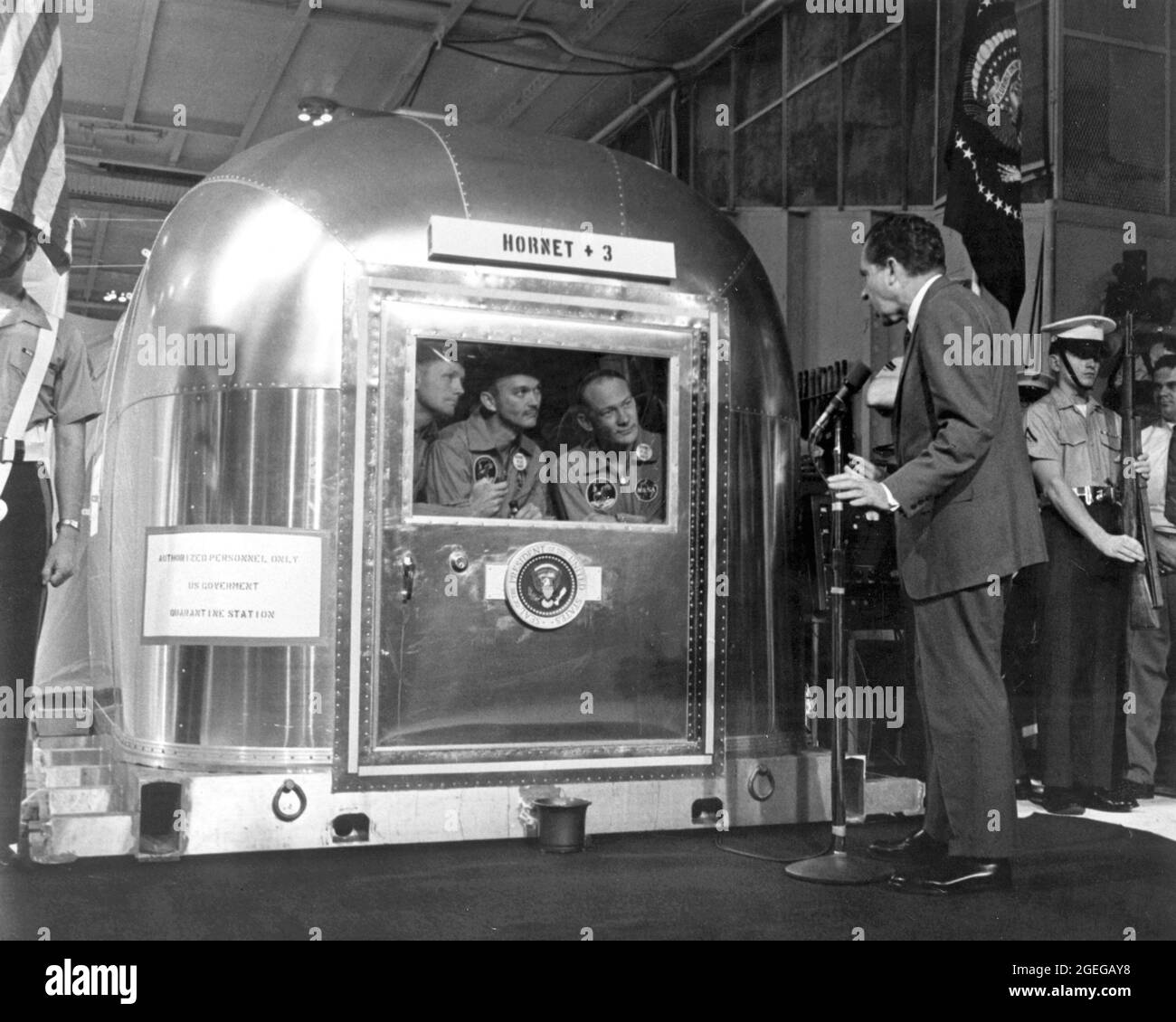 Shown here are the Apollo 11 crew members (L to R) Neil Armstrong, Michael Collins, and Edwin