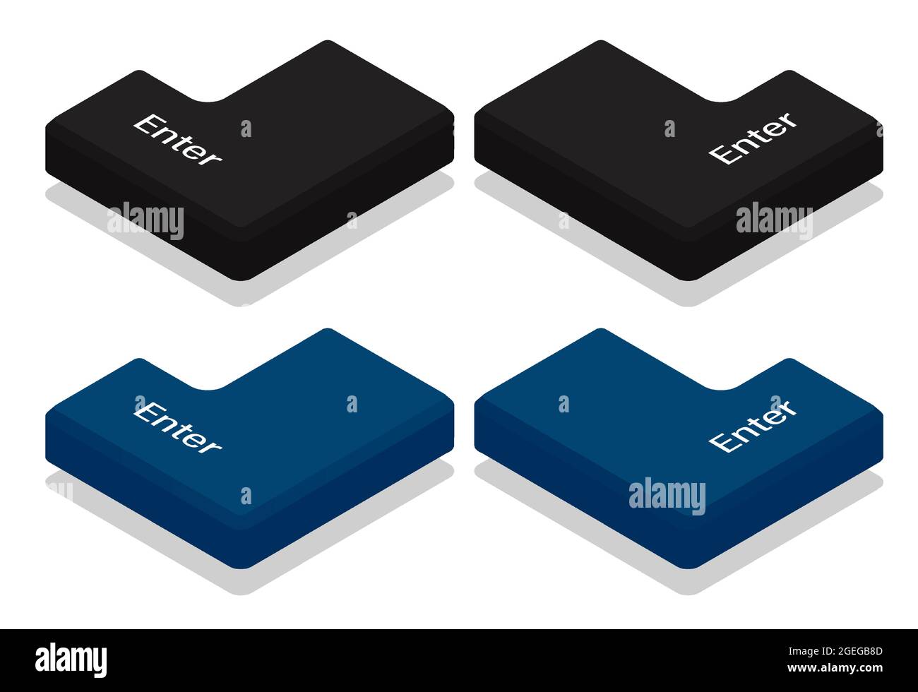 Isometric Enter key for keyboard. Isolated vector on white background