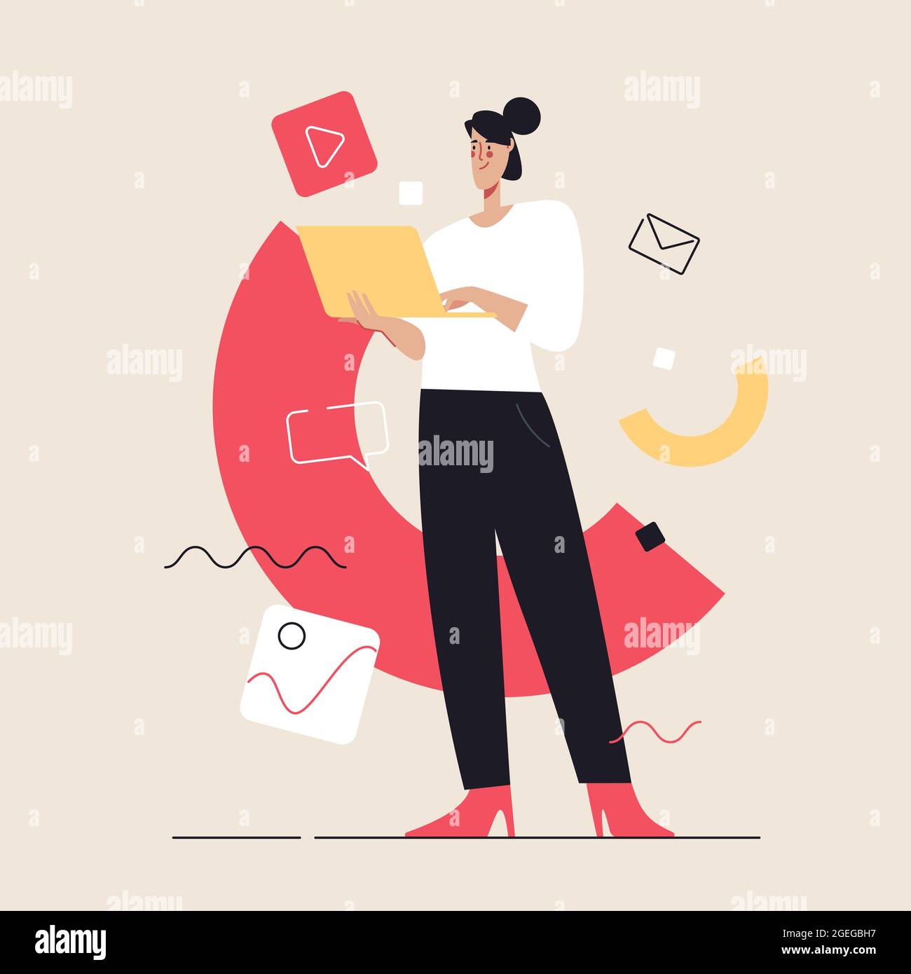 Business concept flat style outline vector illustration on the subject ...