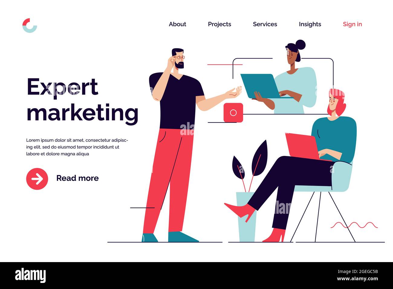Business concept flat style outline vector illustration on the subject ...