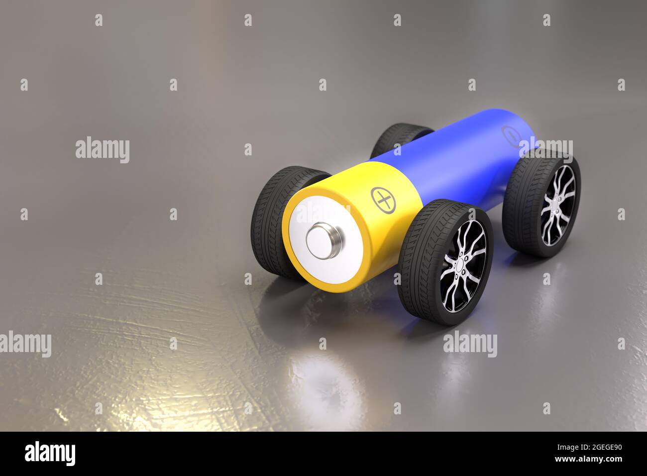 Electric vehicle concept - a battery on wheels. Stock Photo