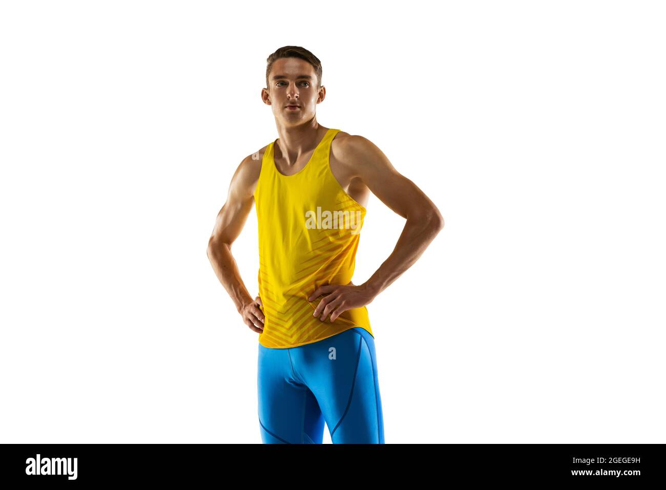 Portrait of Caucasian professional male athlete in sports uniform