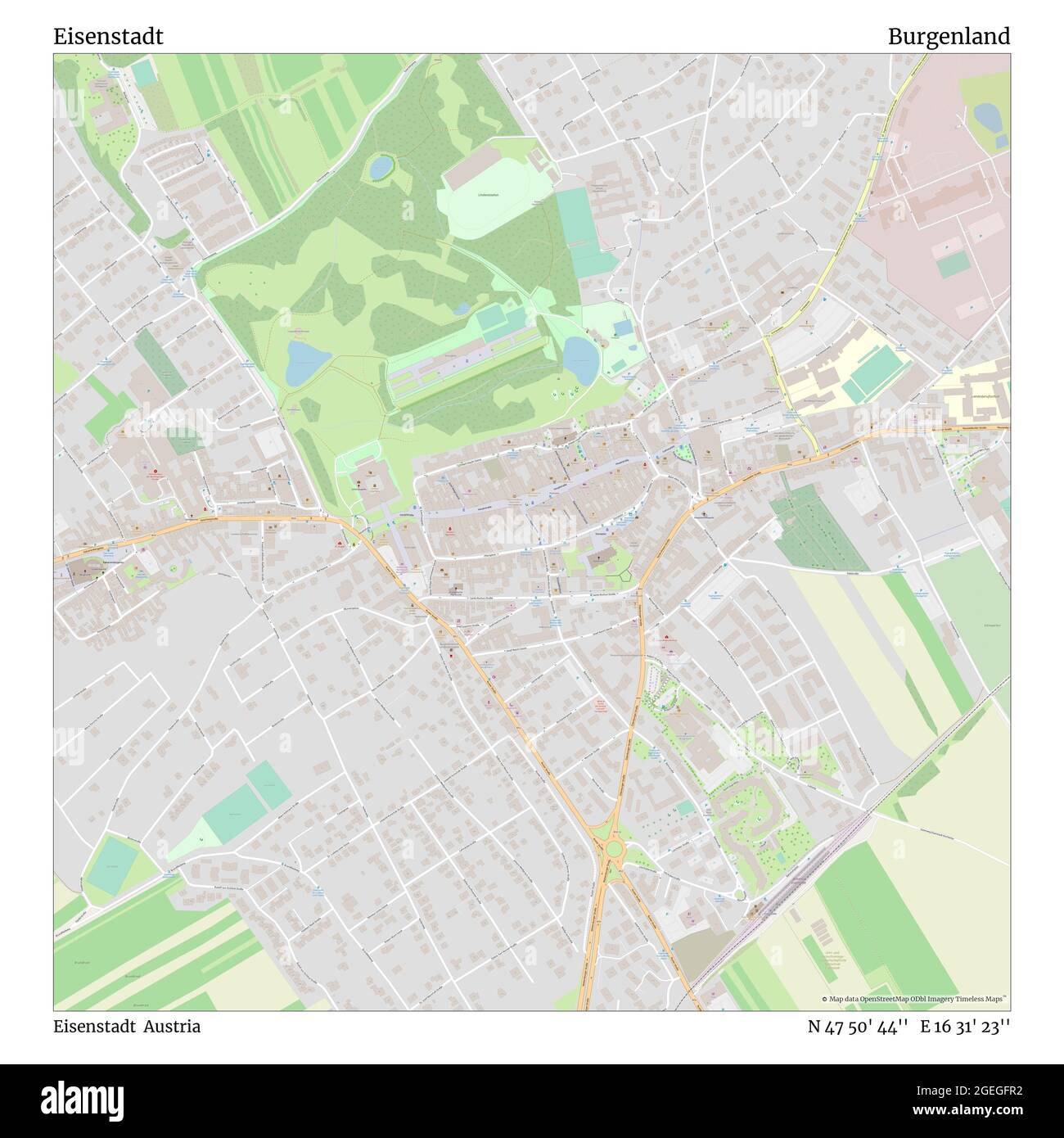 Eisenstadt, Eisenstadt, Austria, Burgenland, N 47 50' 44'', E 16 31' 23'',  map, Timeless Map published in 2021. Travelers, explorers and adventurers  like Florence Nightingale, David Livingstone, Ernest Shackleton, Lewis and  Clark
