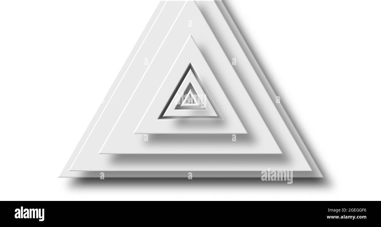 Image of grey triangle layers pulsating on white background Stock Photo