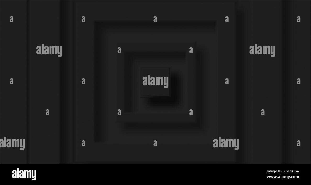 Image of black square layers pulsating on black background Stock Photo