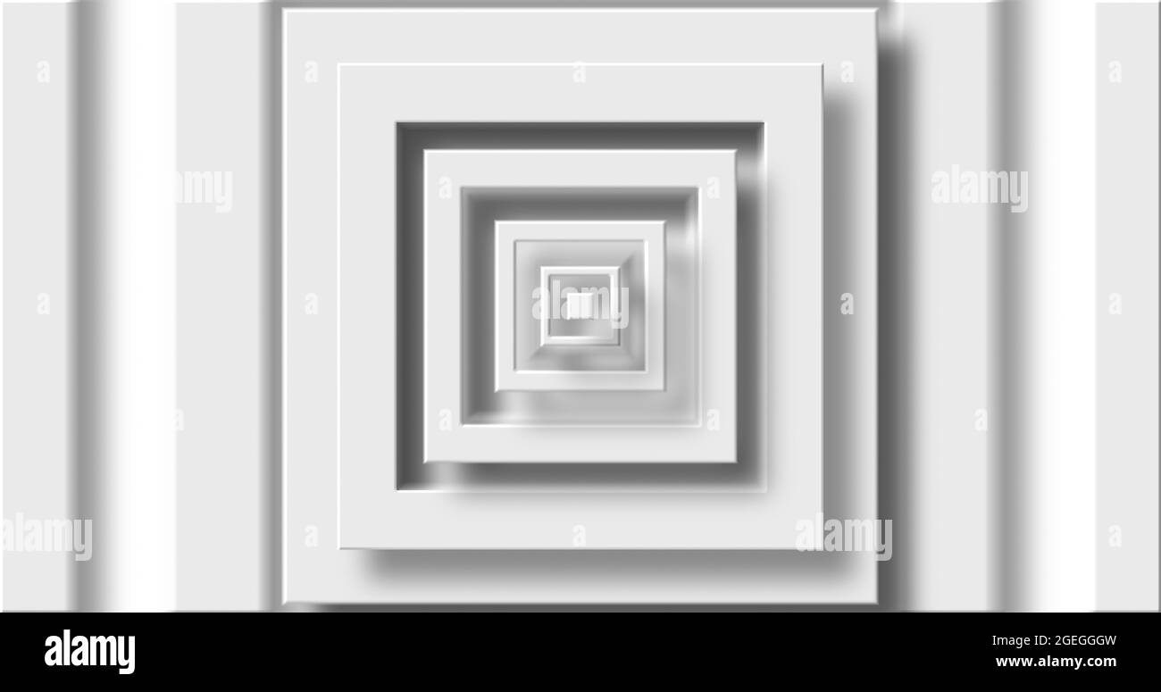 Image of white square layers pulsating on white background Stock Photo