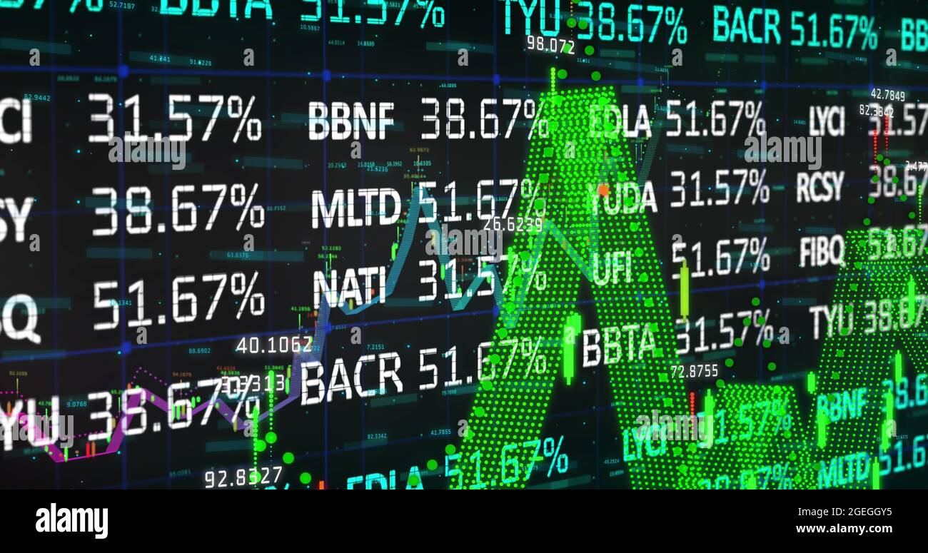 Stock market data processing against black background Stock Photo - Alamy