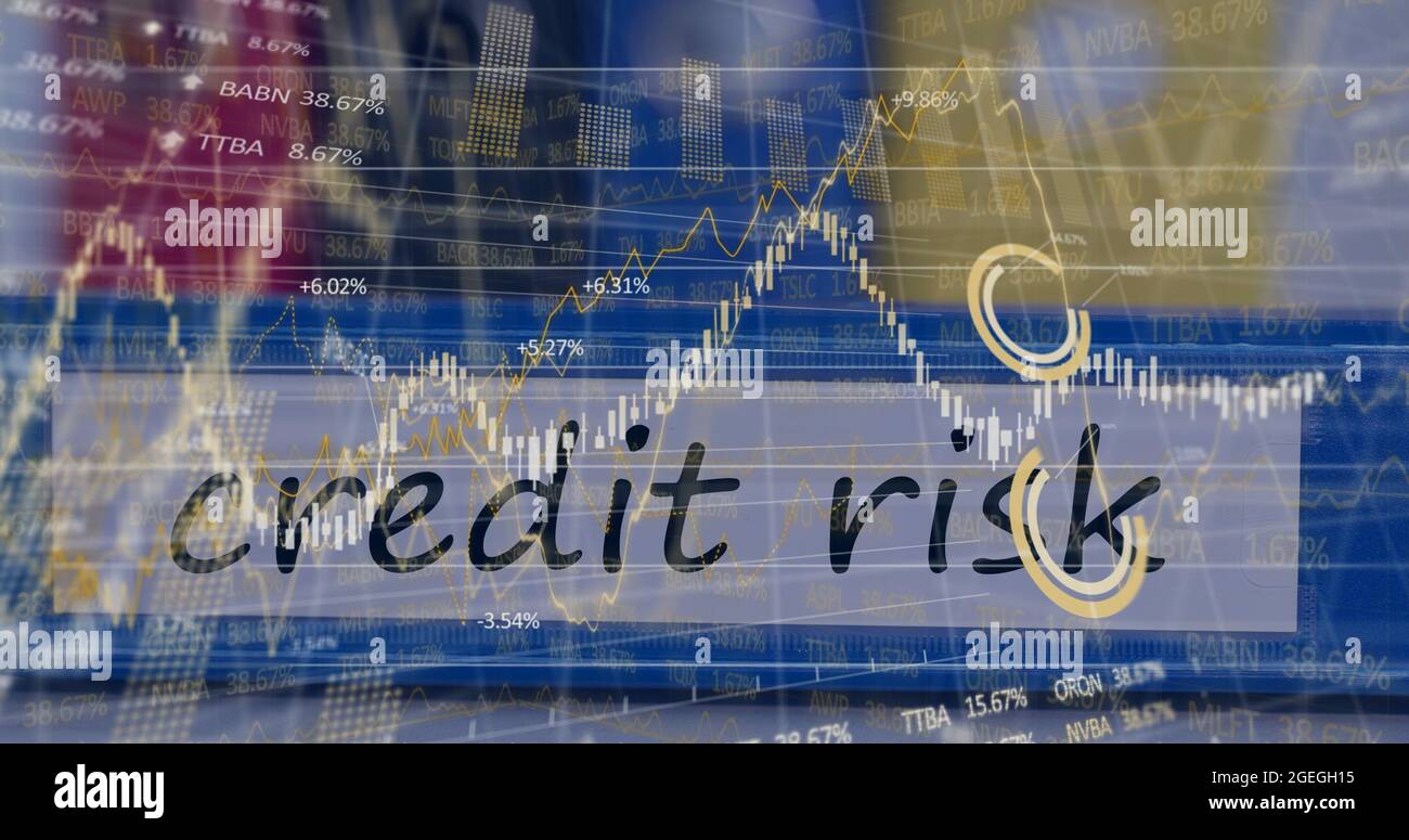 Image of financial data processing over credit risk writing Stock Photo ...