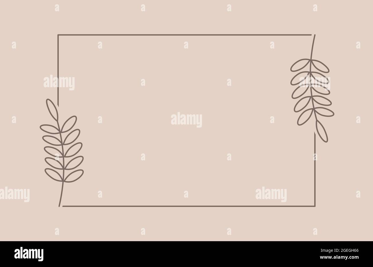 Plant branch in a rectangular frame, with place for text for posters ...