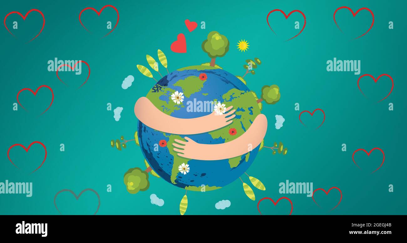 Arms hugging earth animation hearts hi-res stock photography and images ...