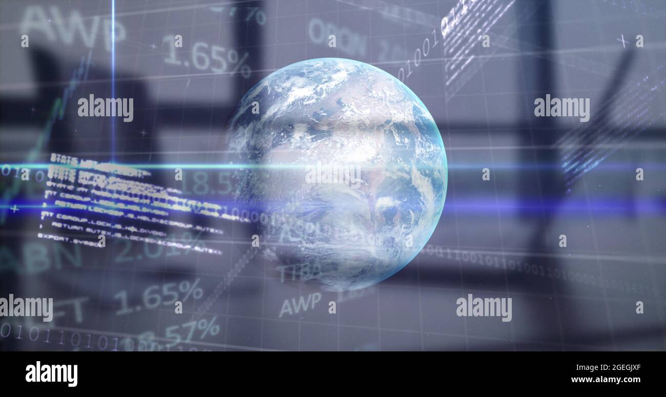 Image of financial data processing over globe Stock Photo - Alamy