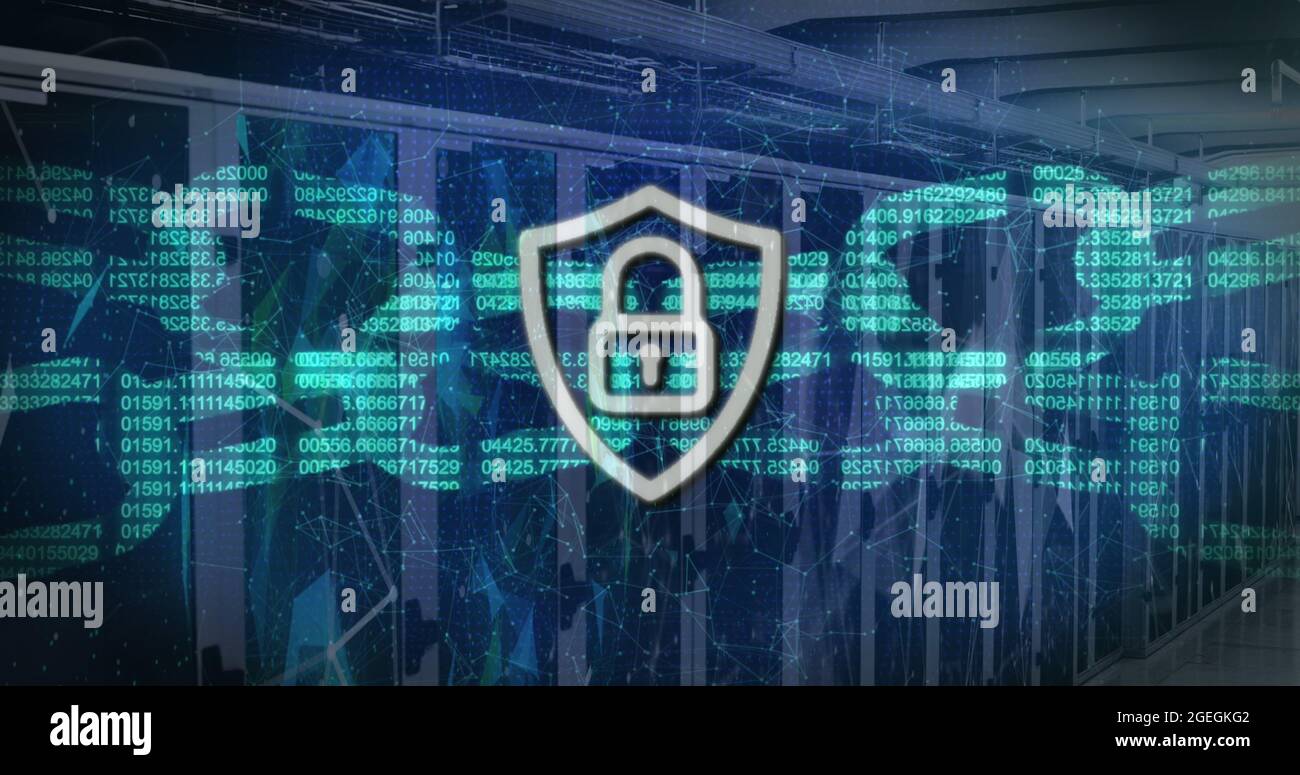 Security padlock and chain against server room Stock Photo - Alamy