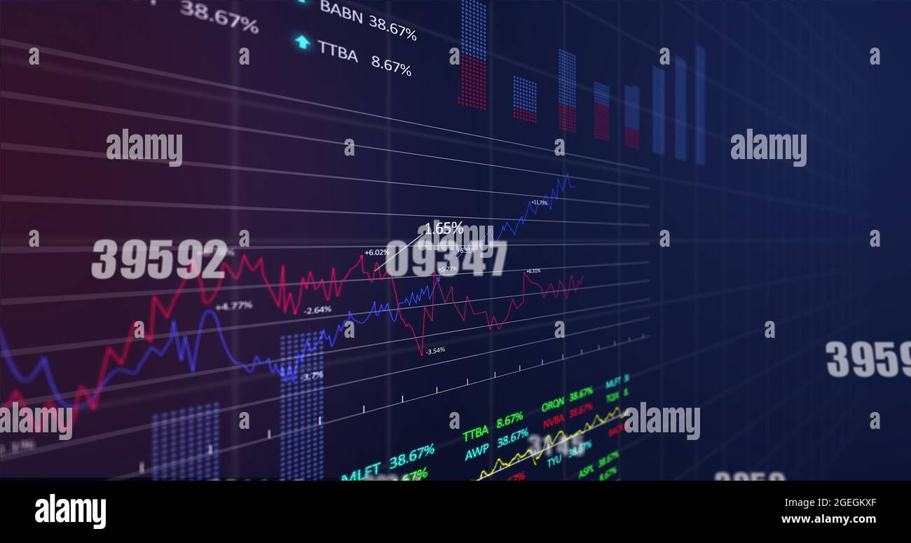 Image of numbers changing and financial data processing Stock Photo - Alamy