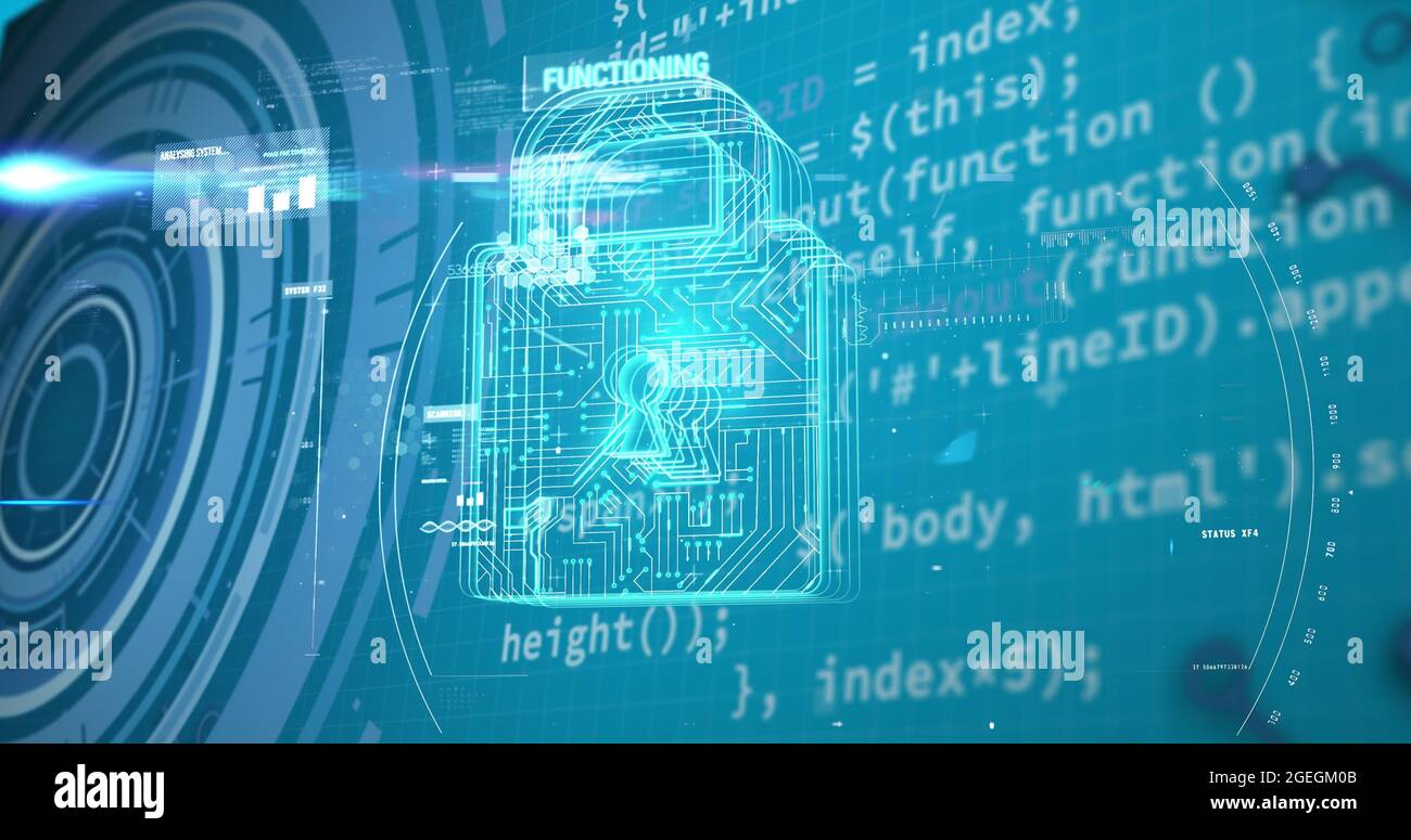Image of data scanning over padlock icon Stock Photo - Alamy