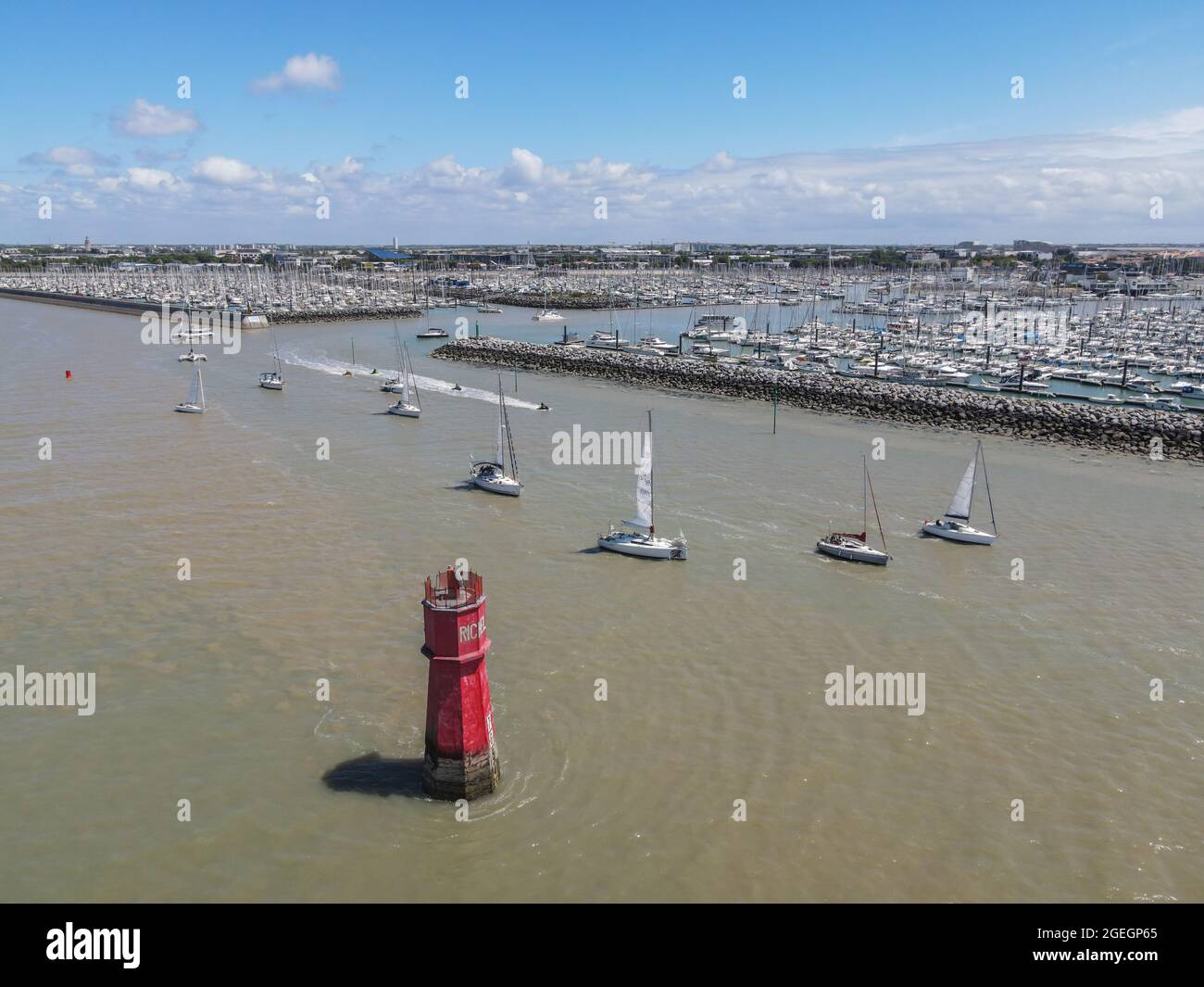 La Rochelle (central western France): aerial view of the Richelieu Buoy and  the marina “port des Minimes” Stock Photo - Alamy