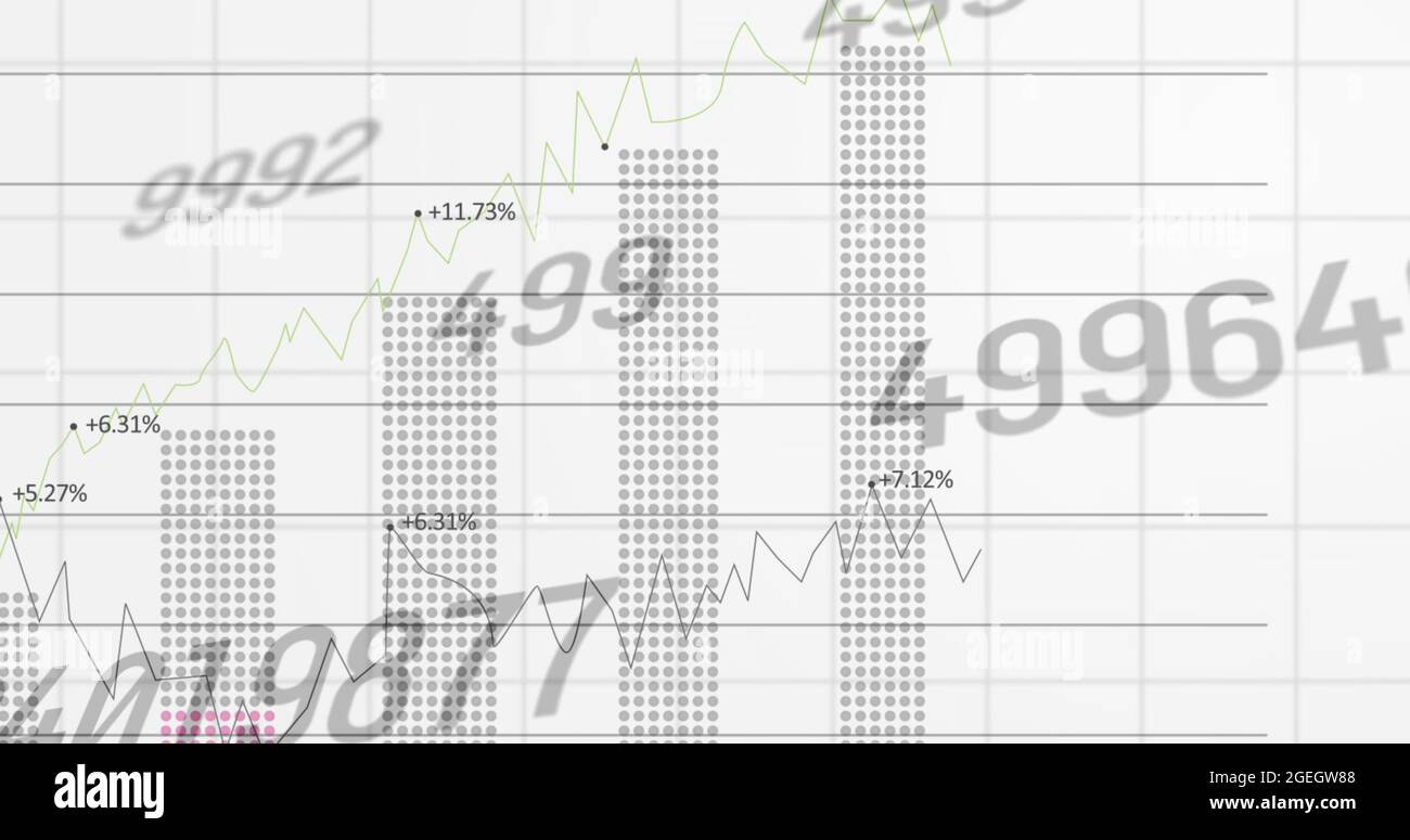 Image of numbers changing and statistics processing over grid Stock ...