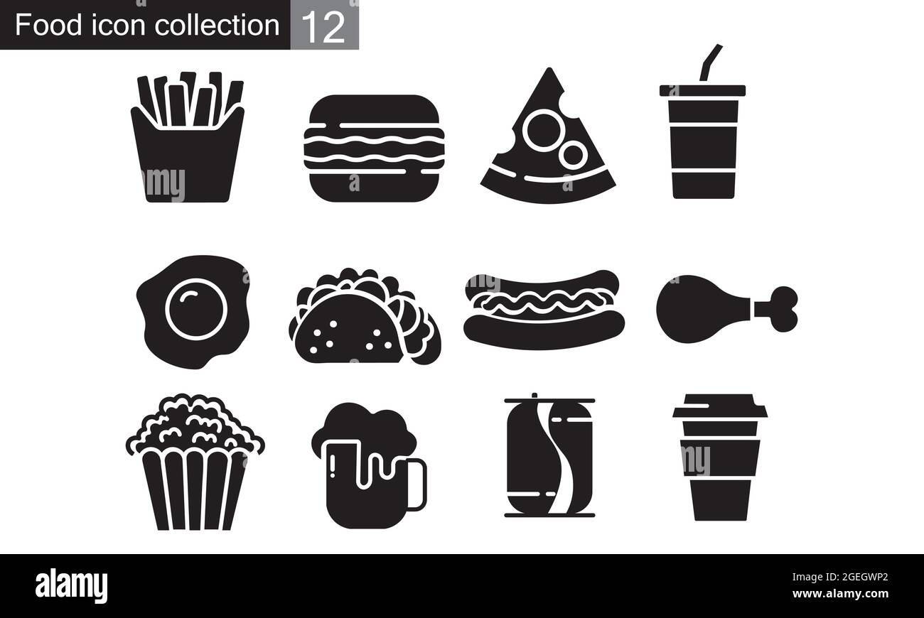 Fast food icons set in flat style vector illustration Stock Vector ...