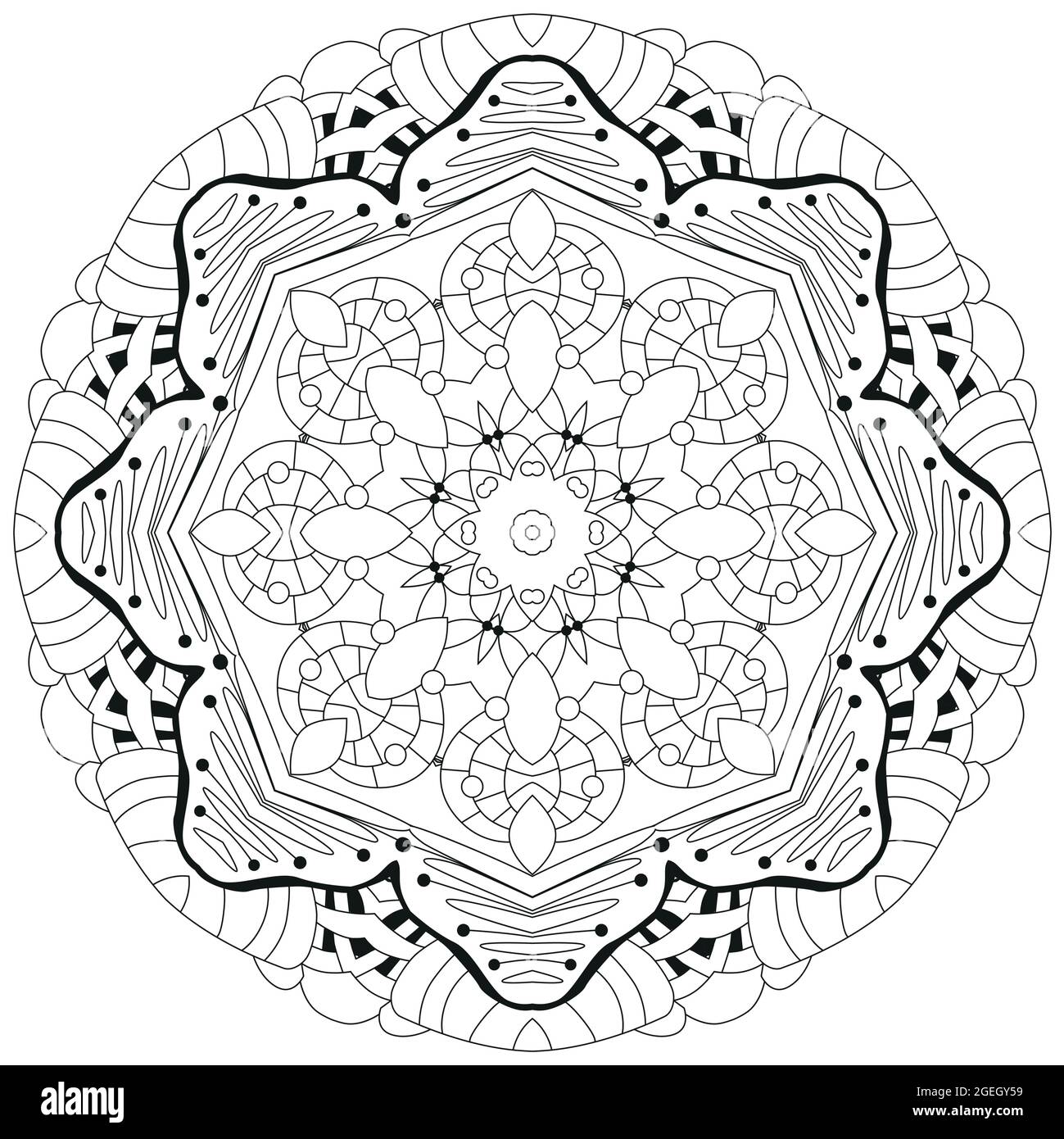 Vector Adult Coloring Book Textures. Hand-painted art design. Adult anti-stress coloring page. Black and white hand drawn illustration for coloring bo Stock Vector