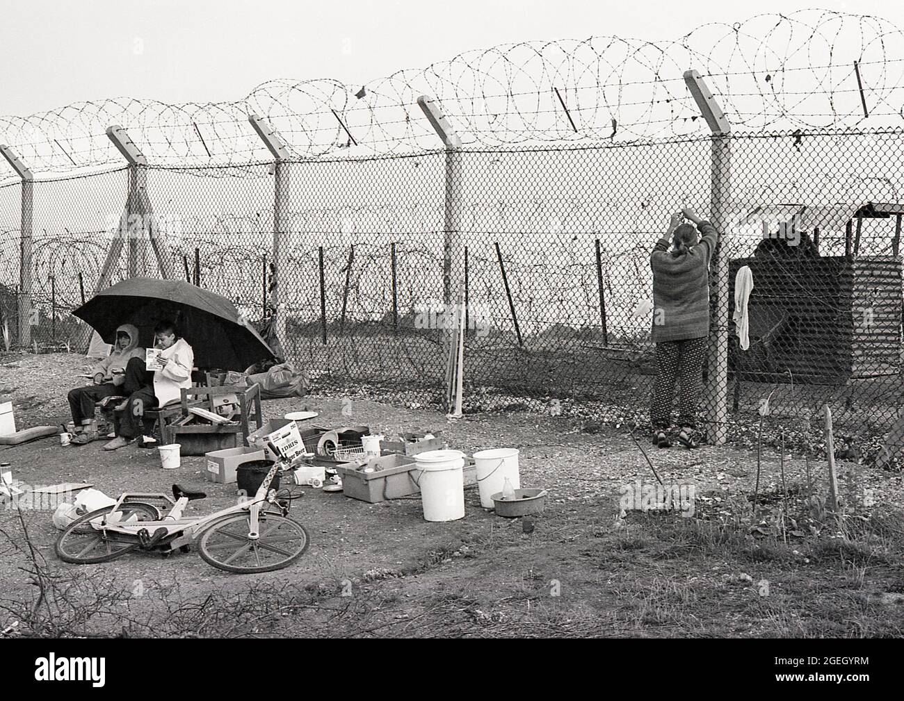 Greenham Common peace camp, UK August 1984 Stock Photo Alamy