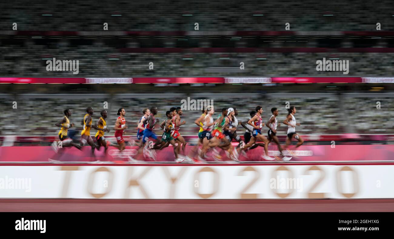 5000 meters race of the Olympic Games of Tokyo 2020. Stock Photo