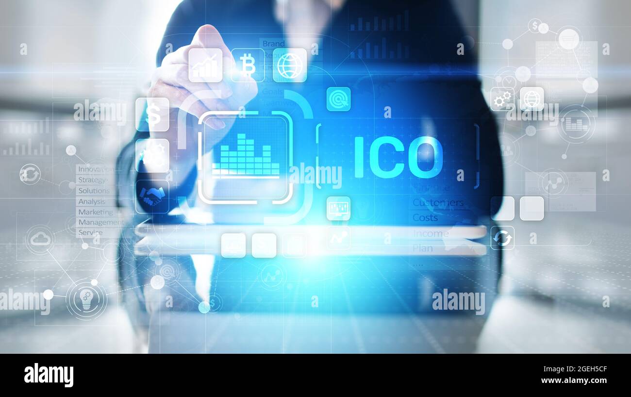 ICO - Initial coin offering, Fintech, Financial and cryptocurrency trading  concept on virtual screen. Business and technology Stock Photo - Alamy