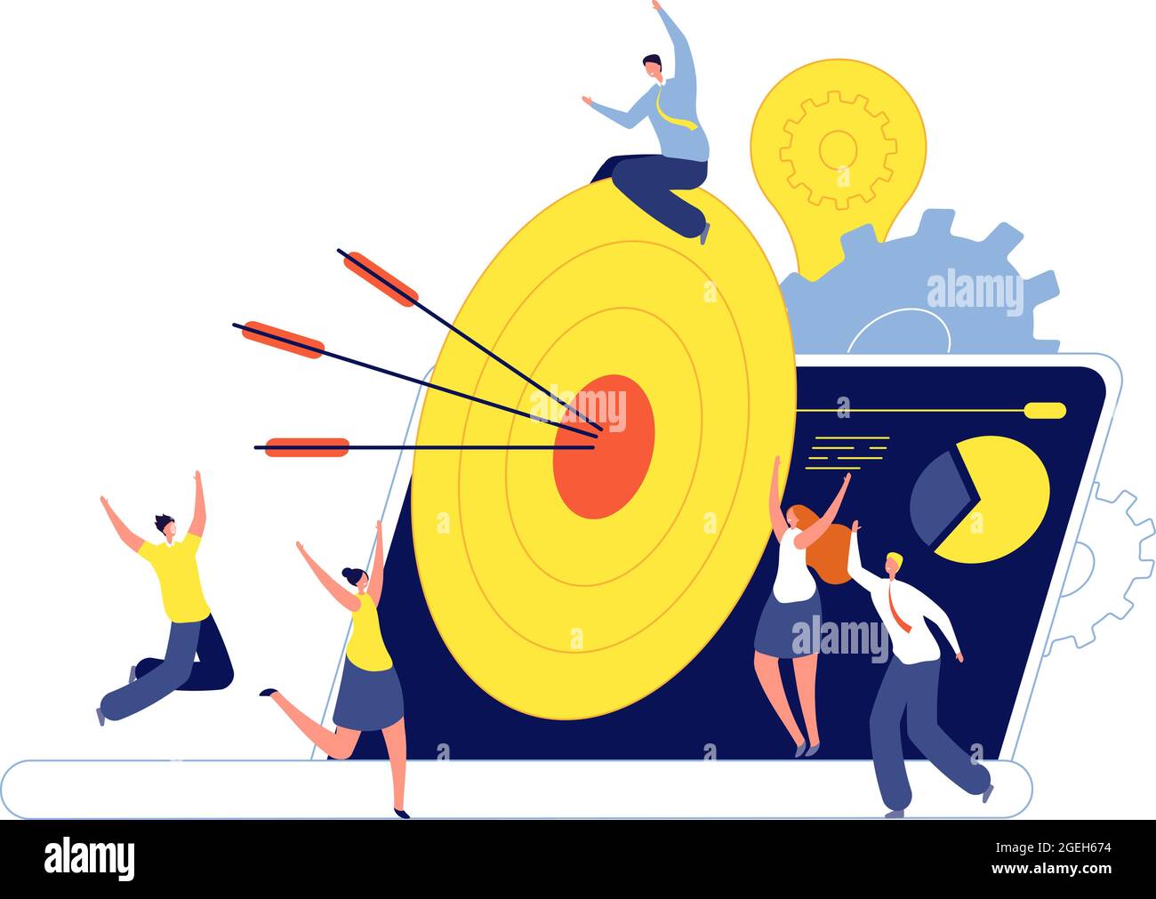 Target goal. Business marketing, successful action progress in teamwork