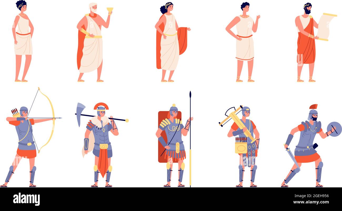 Ancient rome. Ancients people, isolated roman empire character. History  greek medieval person, cartoon historical warrior emperor vector set Stock  Vector Image & Art - Alamy
