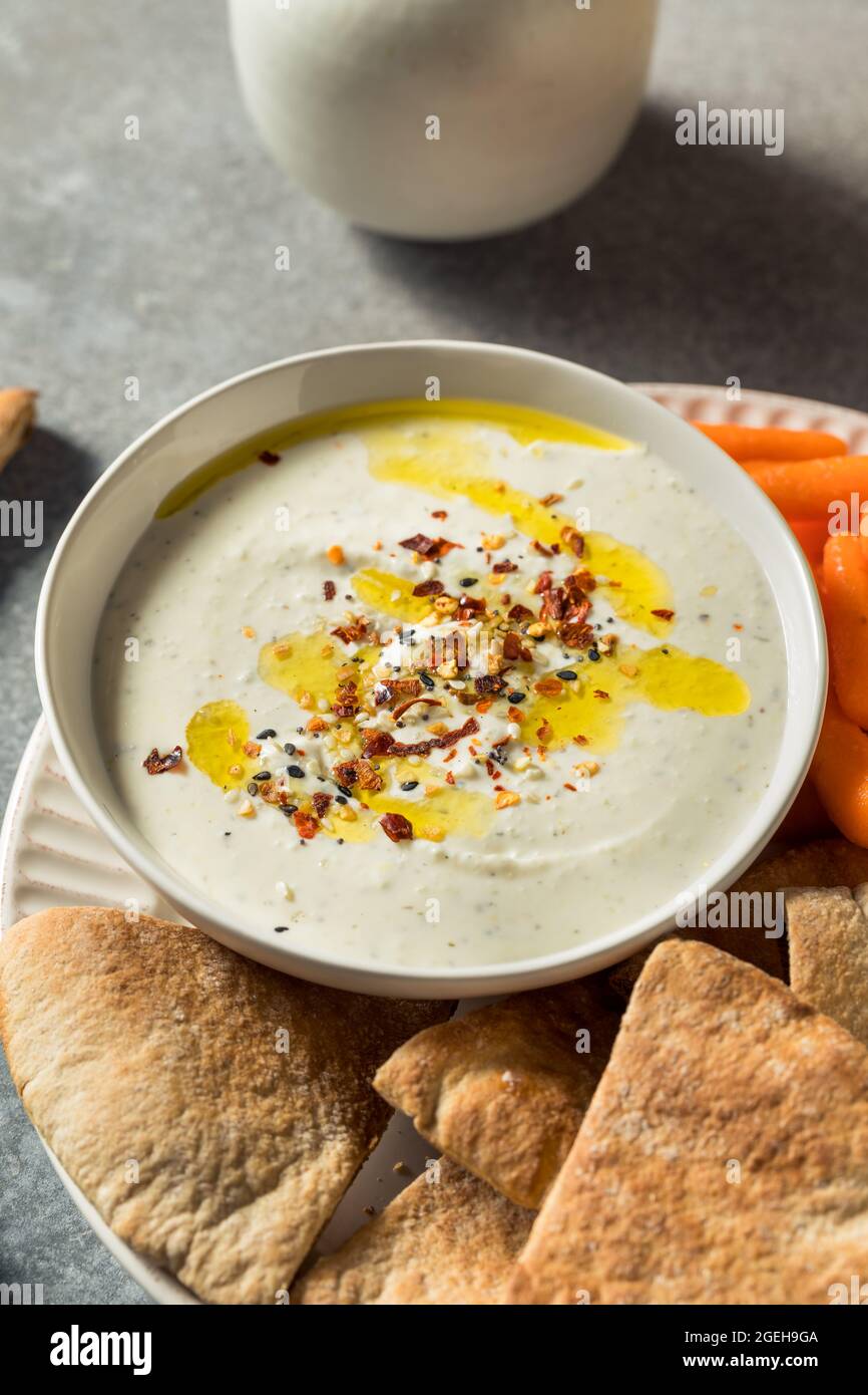 Homemade Organic Greek Yogurt Labneh Dip with Olive Oil Stock Photo Alamy