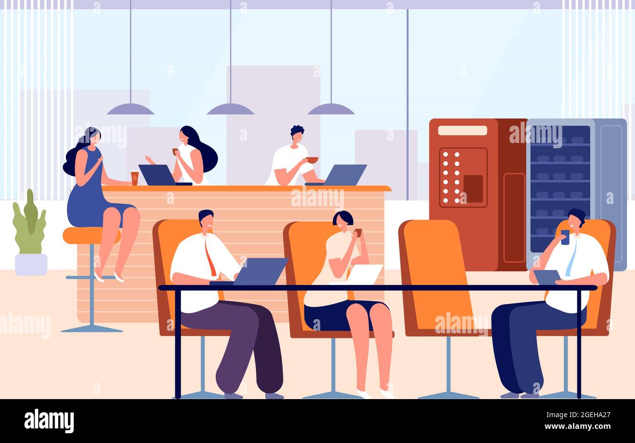 Office coffee break. Company eat, business lunch or meeting work