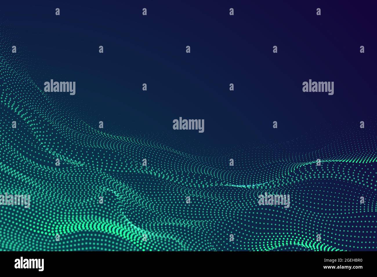 Dots particle waves. Digital surface, abstract data cyber information background. 3d dynamic flow, technology music recent vector banner Stock Vector
