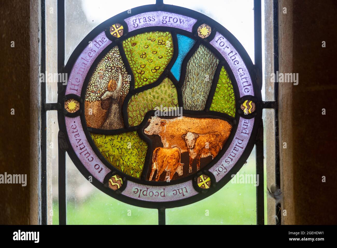 Stained glass window in a British church Stock Photo