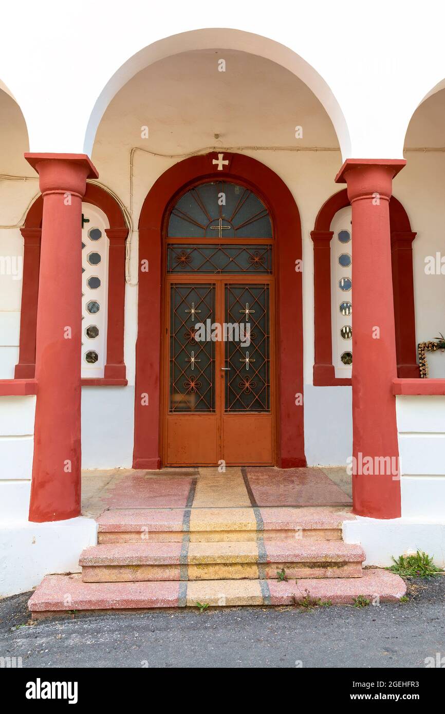 Church door. Shot from the small church at Gerani on Crete, Greece Stock Photo
