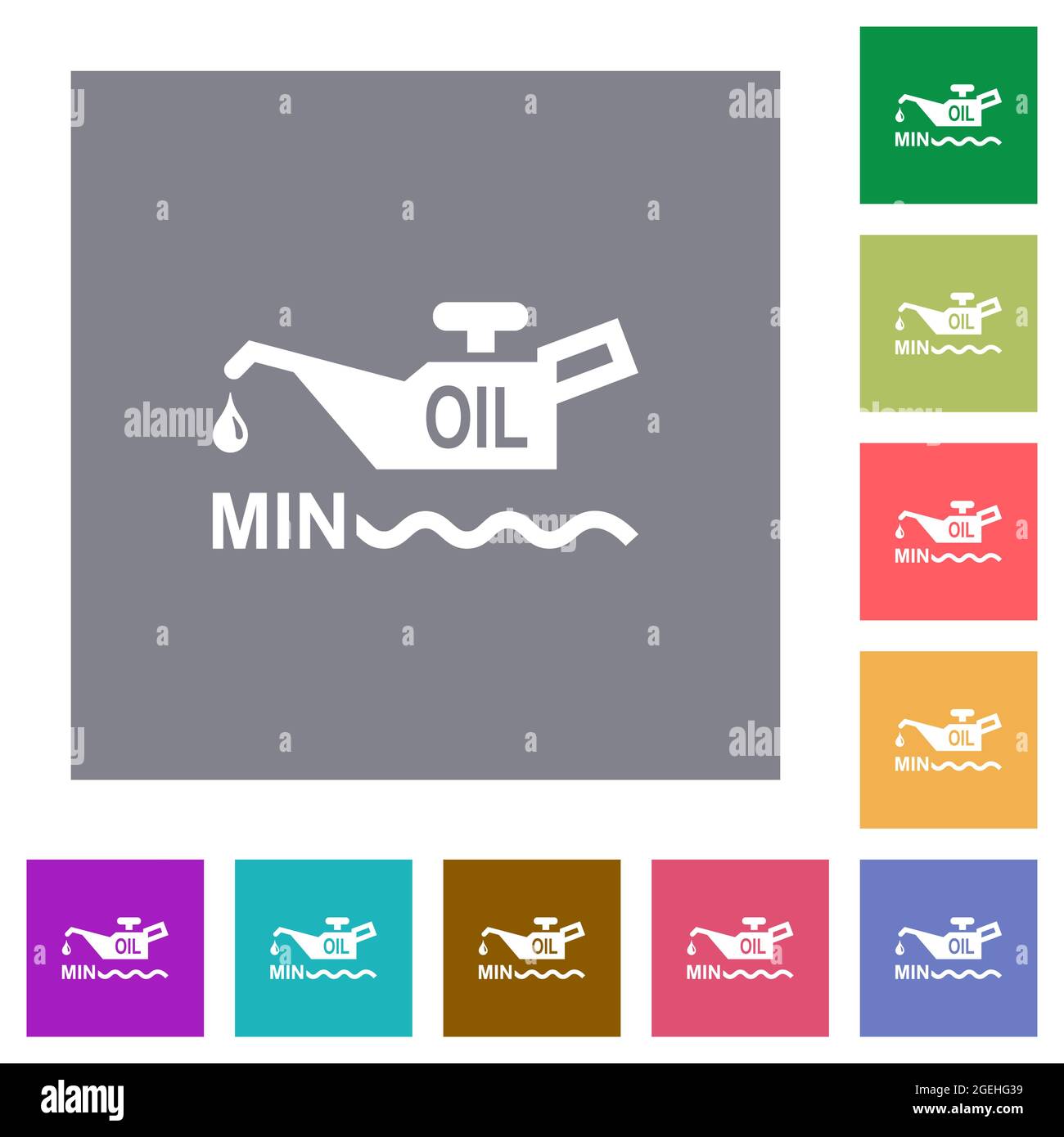 Oil level minimum indicator flat icons on simple color square
