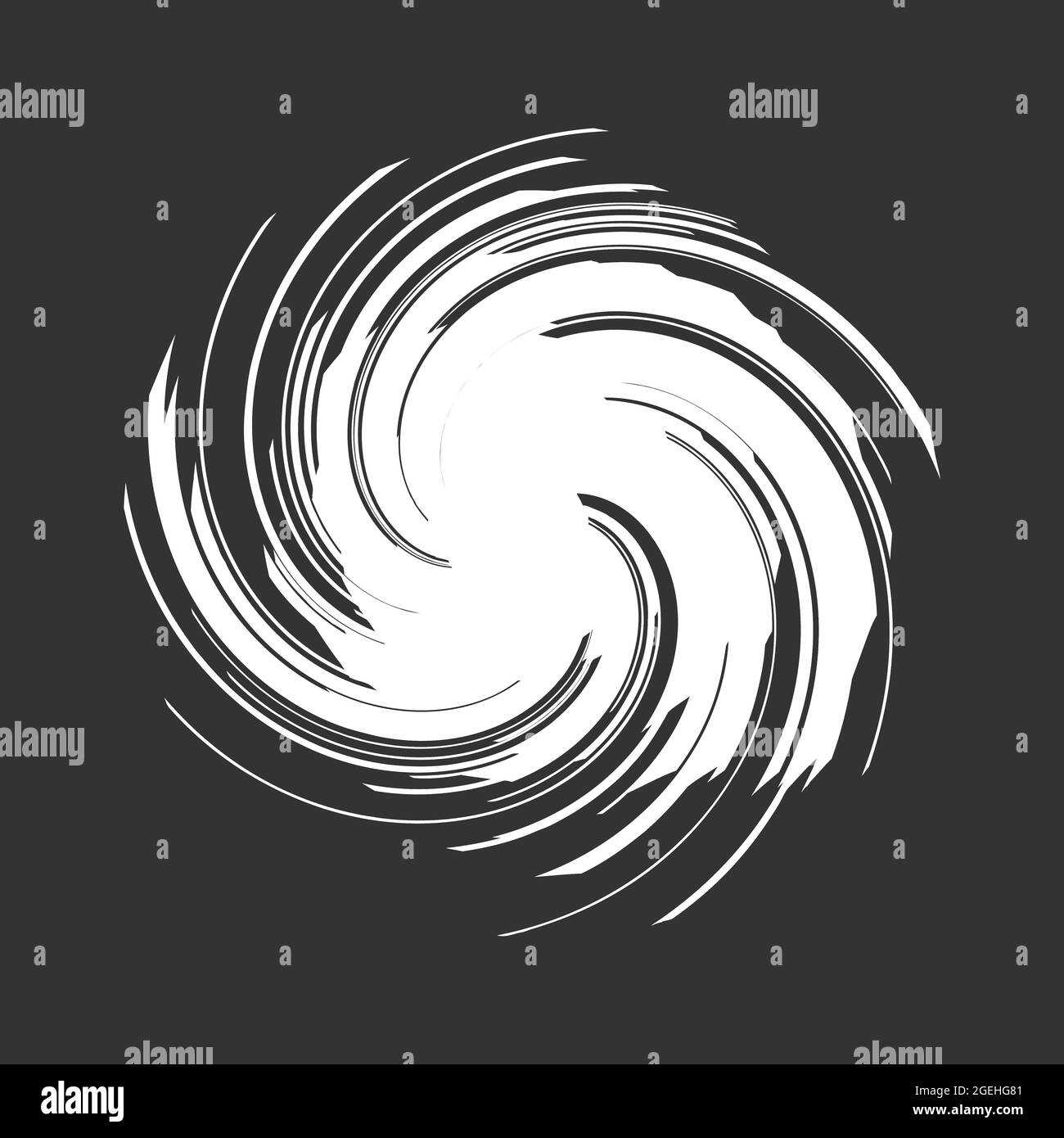 Curvy spiral, swirl and twirl element. Converging rotating radial ...
