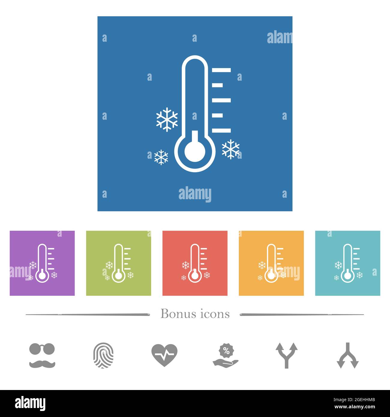 Thermometer frosty temperature flat white icons in square backgrounds ...