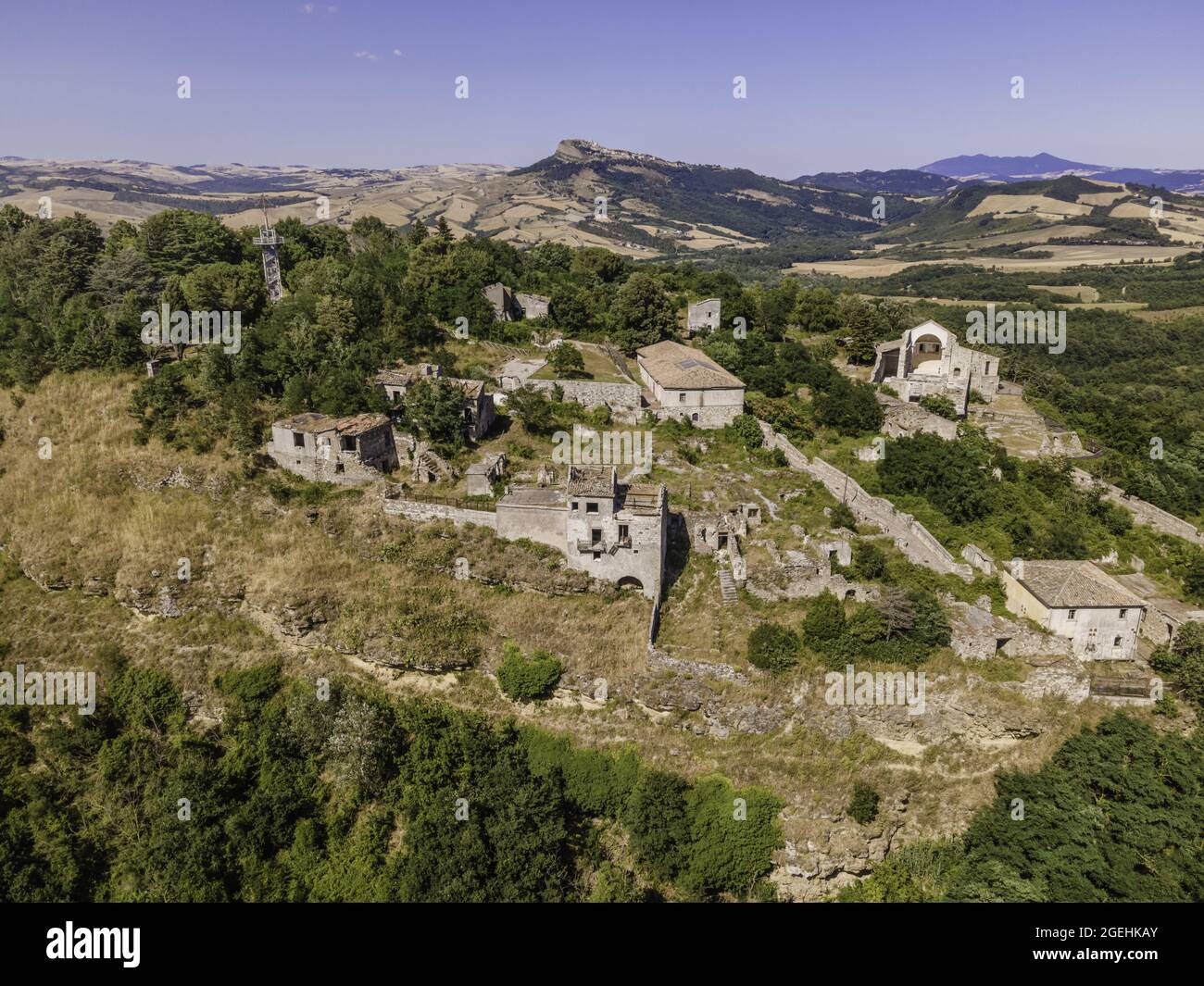 Aerial view of the archeological park a town destroyed by the Irpinia