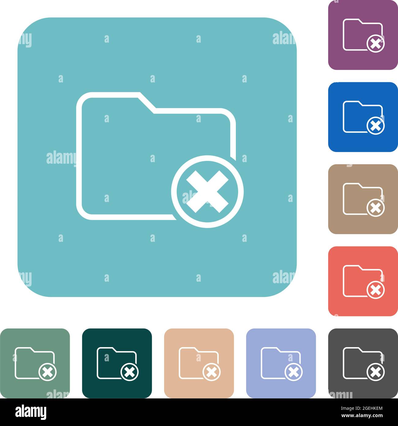 Cancel directory white flat icons on color rounded square backgrounds Stock Vector