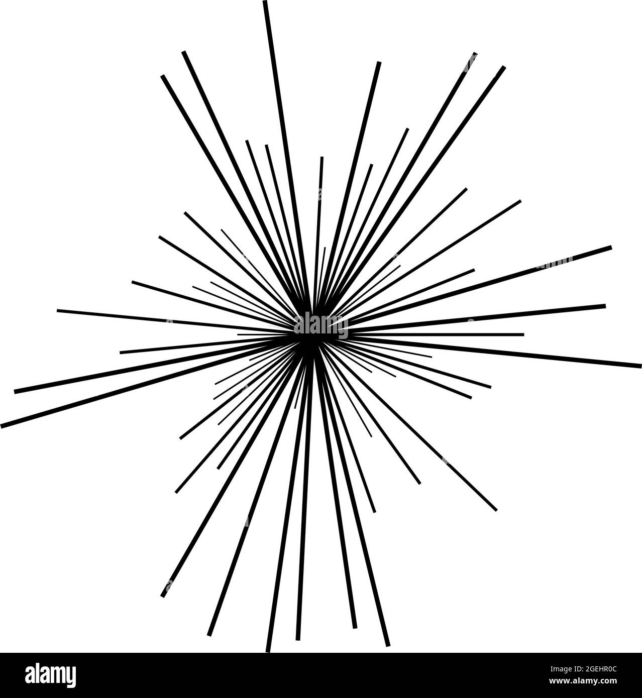 Radial radiating beam ray lines. Starburst, sunburst lineal element ...