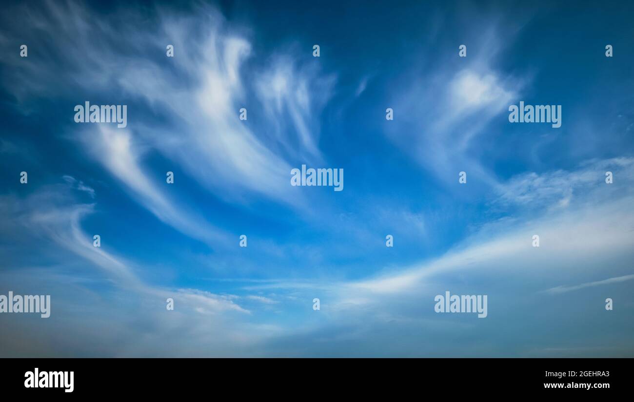 Blue sky with whie Cirrus clouds Stock Photo