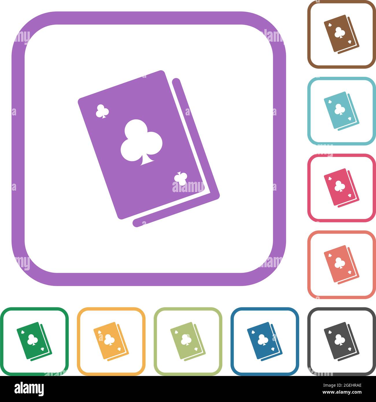 Card game solid simple icons in color rounded square frames on white ...