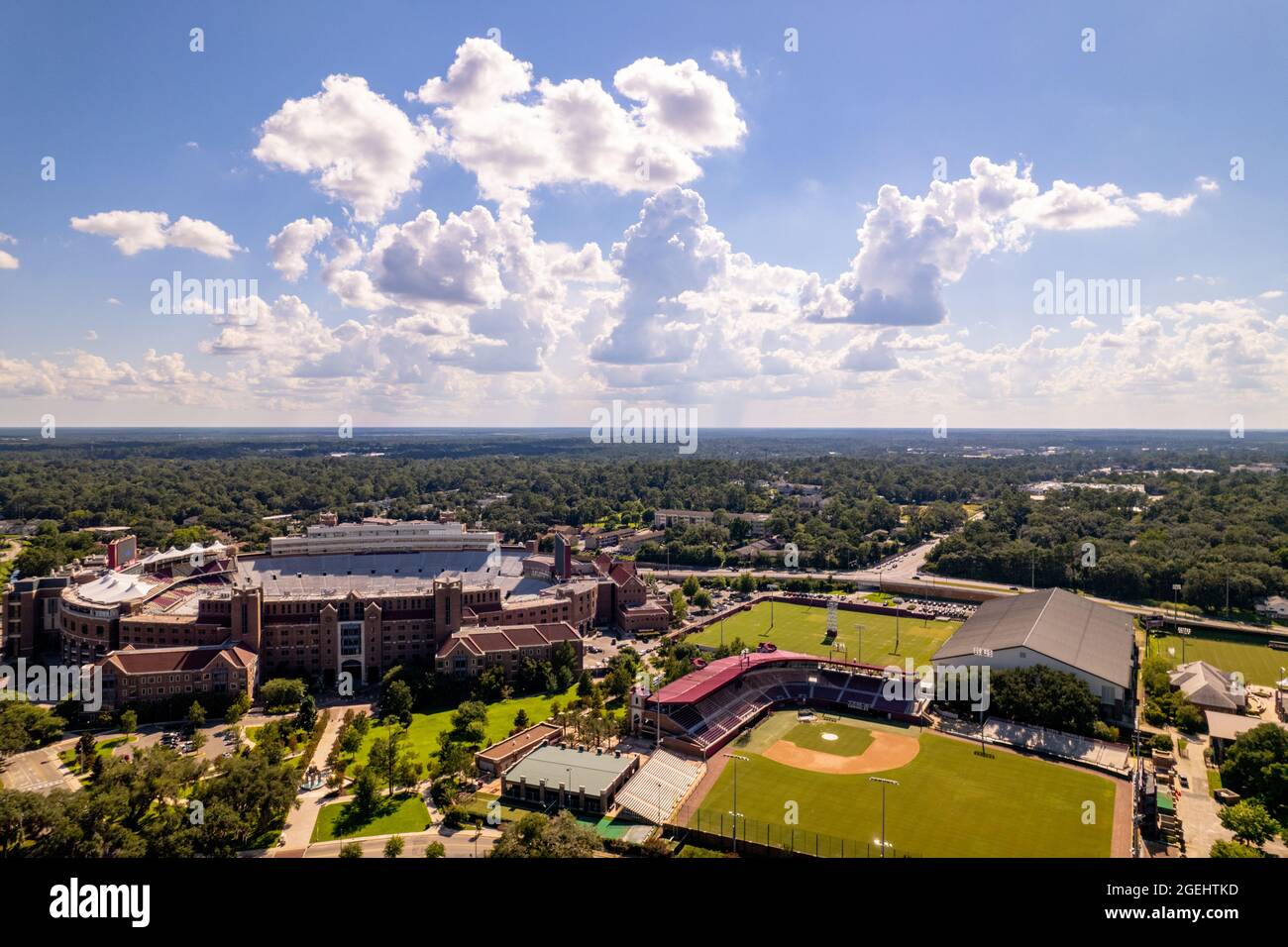 Tallahassee, FL, USA - August 15, 2021: Aerial photo Bobby Bowden Field at Doak Campbell Stadium Stock Photo