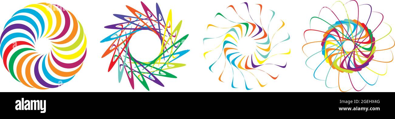 Circular, radial icon, motif, mandala shape. Swirl, twirl, helix ...