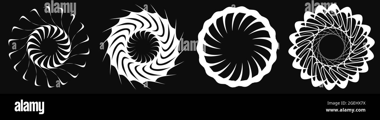 Circular, radial icon, motif, mandala shape. Swirl, twirl, helix ...