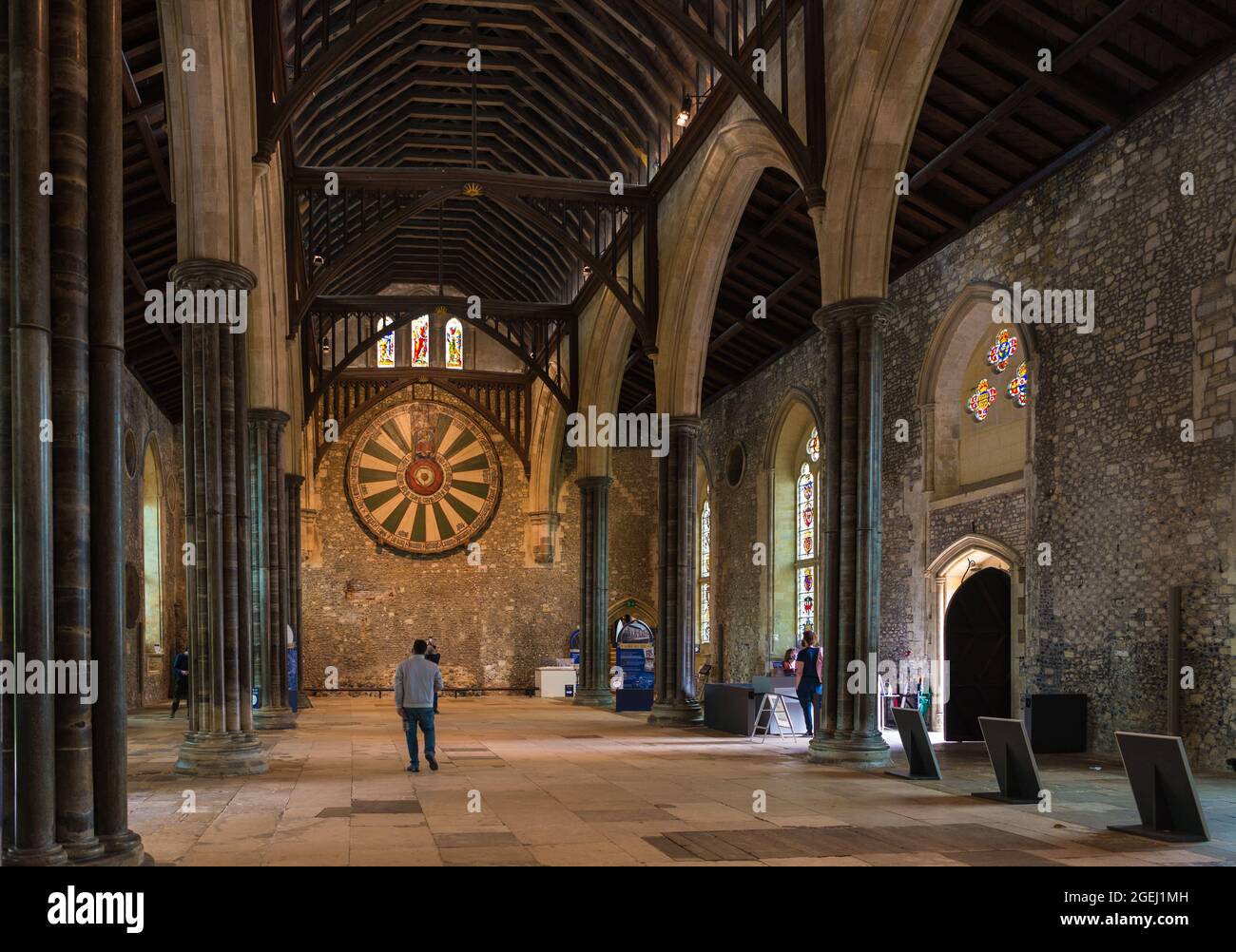 Interior of The Great Hall with King Arthur's round table. Winchester