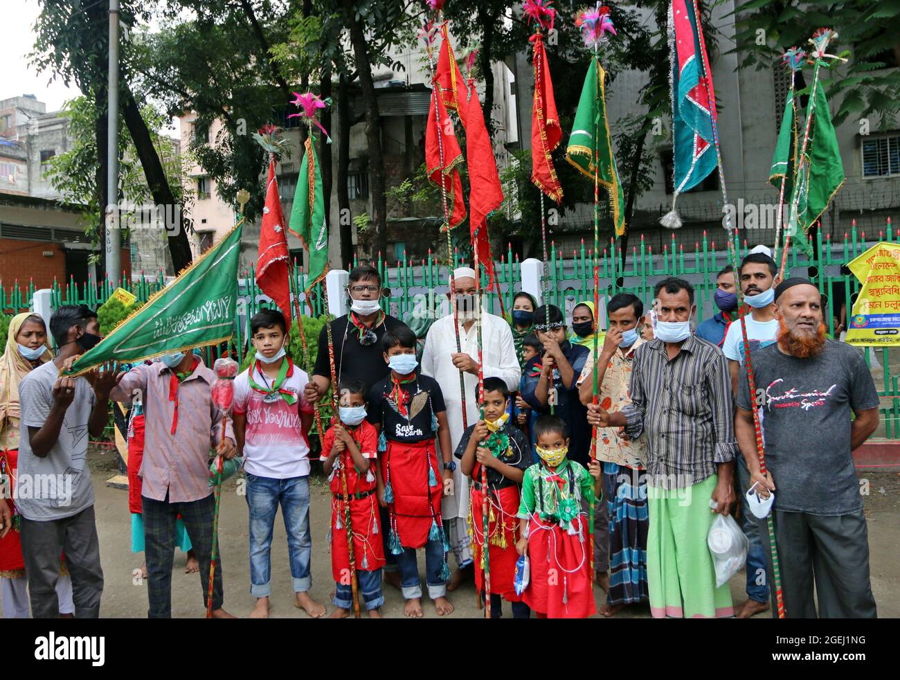 Dhaka, Bangladesh, August 20: shias children  take part   during  the day of mourning to commemorate Ashura Day. The tenth day of Muharram is celebrated as Ashura, Shia muslims celebrate the day as mourning day to recalling the martyrdom of Prophet Hazrat Muhammad's grandson Hazrat Imam Hussain, his relatives and 72 supporters during the clash of Karbala on this day in the Hijri year of 61. Credit: Habibur Rahman / Eyepix Group/Alamy Live News Stock Photo