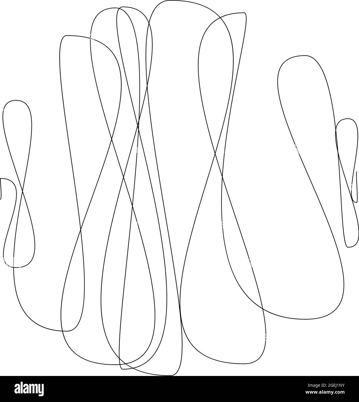 Random curly, tangle, twine lines. Doddle, sketchy, sketch rounded