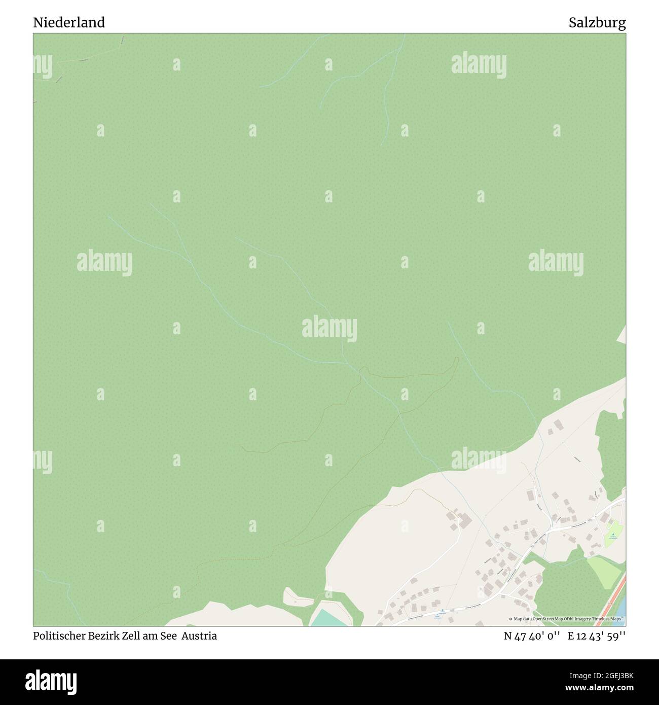 Niederland, Politischer Bezirk Zell am See, Austria, Salzburg, N 47 40' 0'', E 12 43' 59'', map, Timeless Map published in 2021. Travelers, explorers and adventurers like Florence Nightingale, David Livingstone, Ernest Shackleton, Lewis and Clark and Sherlock Holmes relied on maps to plan travels to the world's most remote corners, Timeless Maps is mapping most locations on the globe, showing the achievement of great dreams Stock Photo