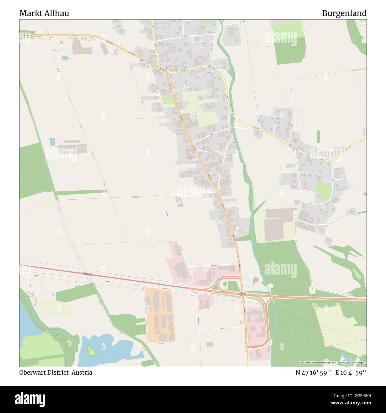 Markt Allhau, Oberwart District, Austria, Burgenland, N 47 16' 59'', E 16 4' 59'', map, Timeless Map published in 2021. Travelers, explorers and adventurers like Florence Nightingale, David Livingstone, Ernest Shackleton, Lewis and Clark and Sherlock Holmes relied on maps to plan travels to the world's most remote corners, Timeless Maps is mapping most locations on the globe, showing the achievement of great dreams Stock Photo